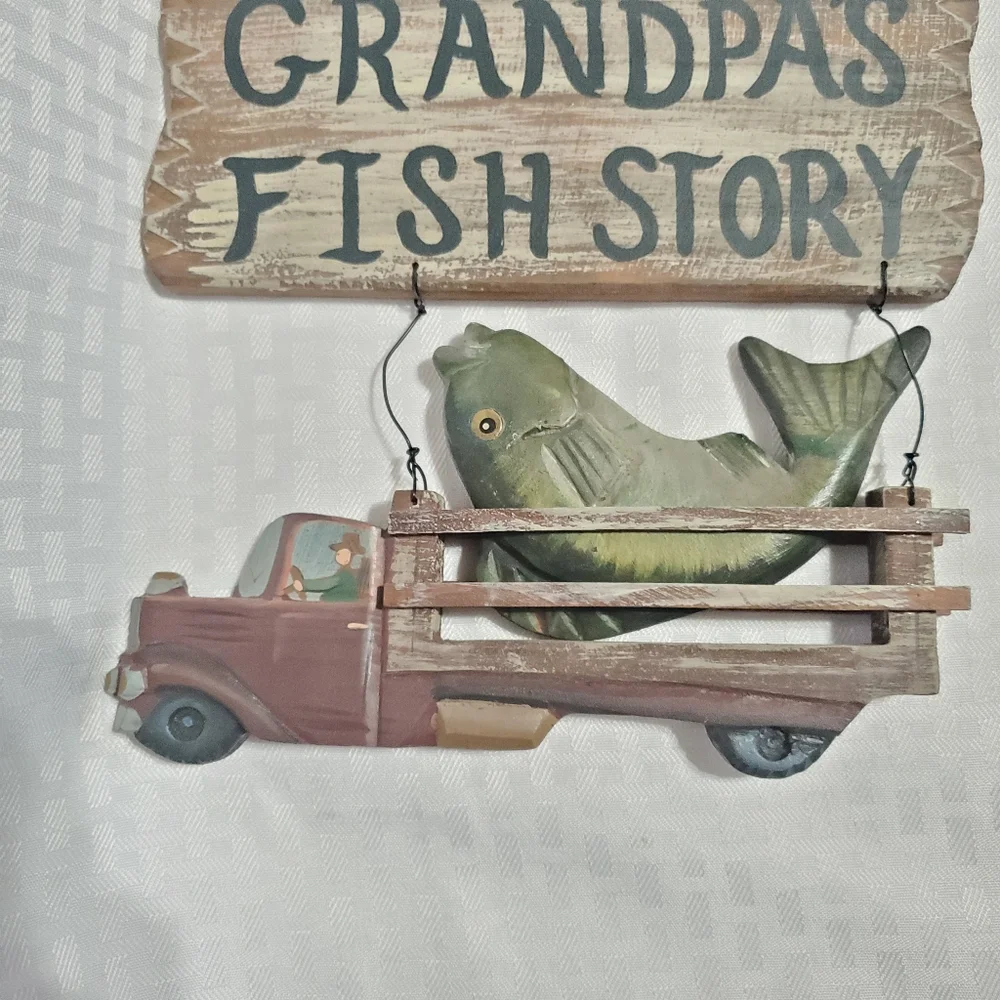Handcrafted Wood Sign Grandpa's Fish Story. - Picture 4 of 12